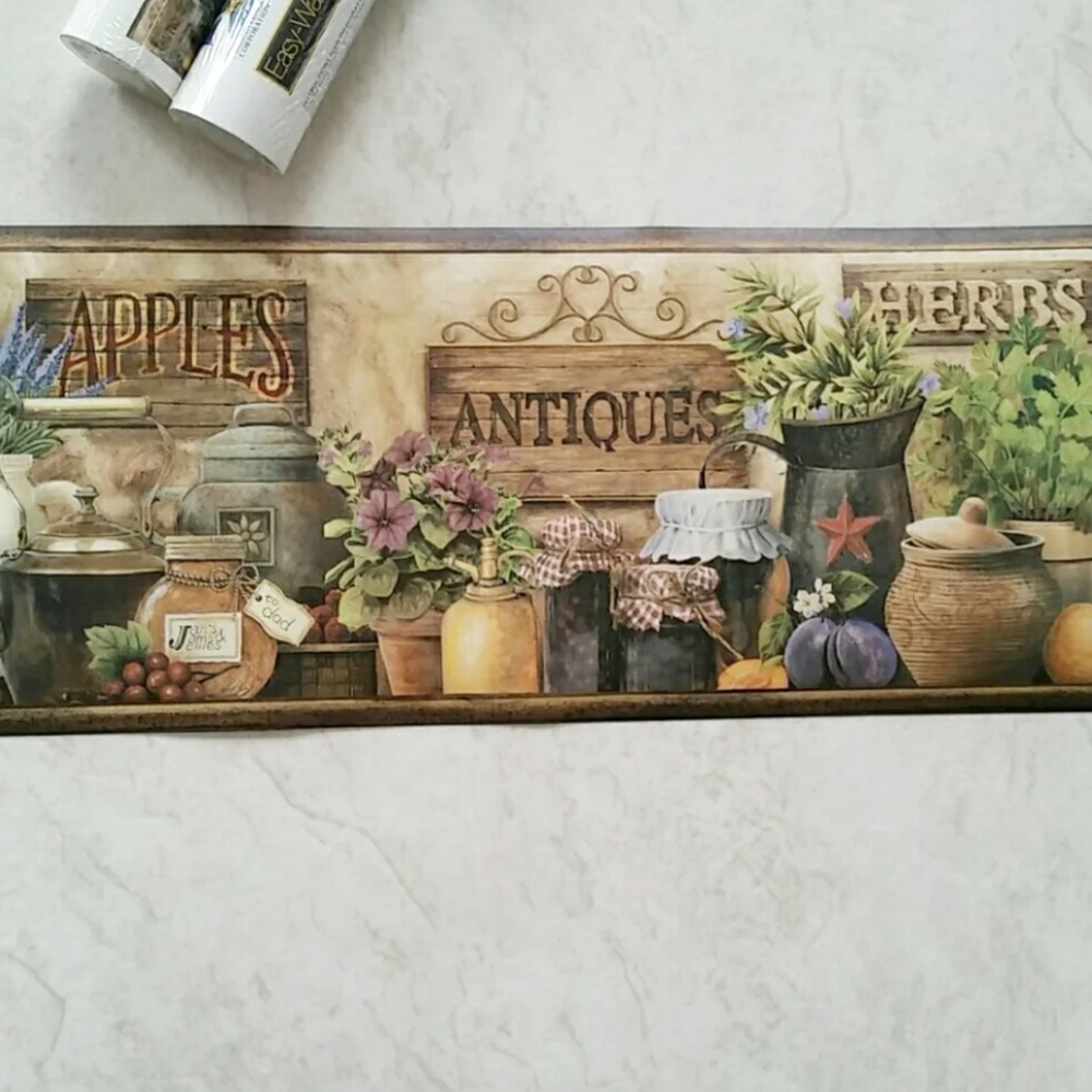 Wallpaper Border Country Antiques & Herbs Purple